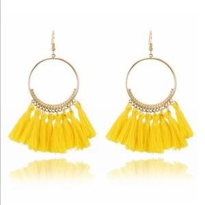 Yellow tassel earrings